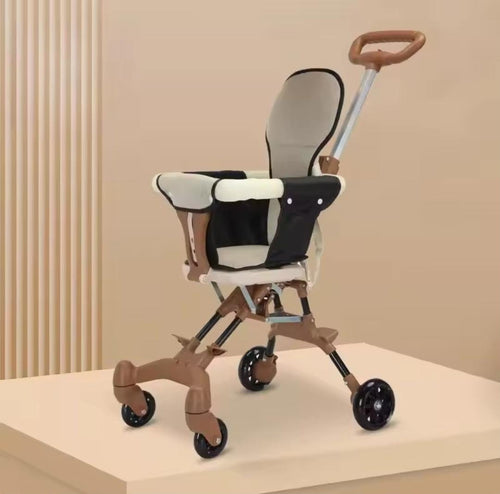Children's multi-functional chair with wheels on a beige background